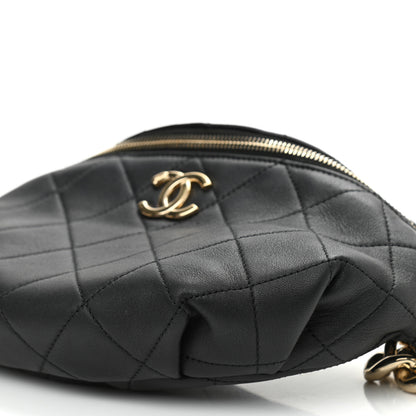 Chanel Lambskin Quilted Resin Bi-Color Waist Bag Fanny Pack Black 10 of 11