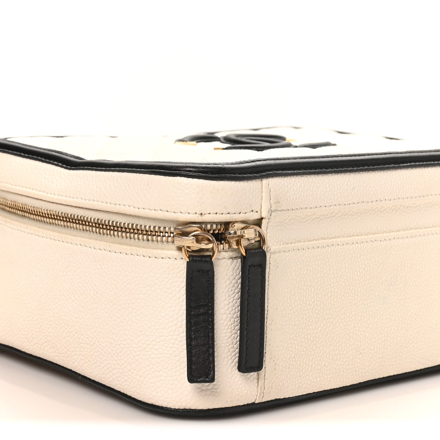 Chanel Caviar Quilted Large CC Filigree Vanity Case White Black 9 of 10