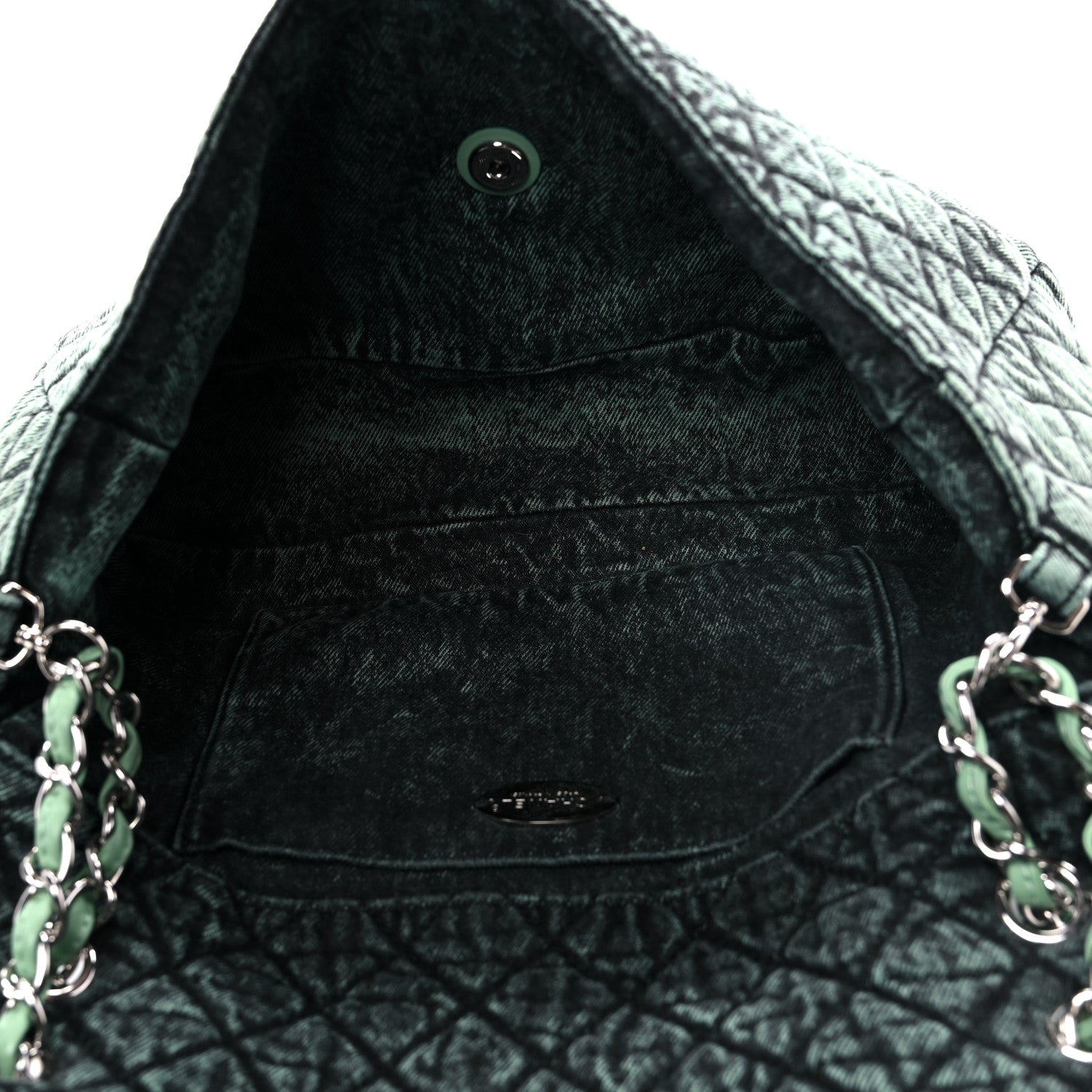Chanel Denim Quilted Denimpression Flap Green Black 5 of 11