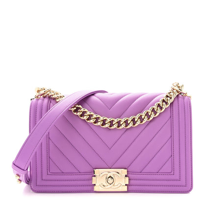 Chanel Lambskin Chevron Quilted Medium Boy Flap Purple 1 of 11