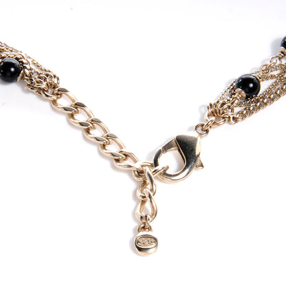 Chanel Beaded CC Pendant Strand Necklace Gold Multicolor 3 of 5