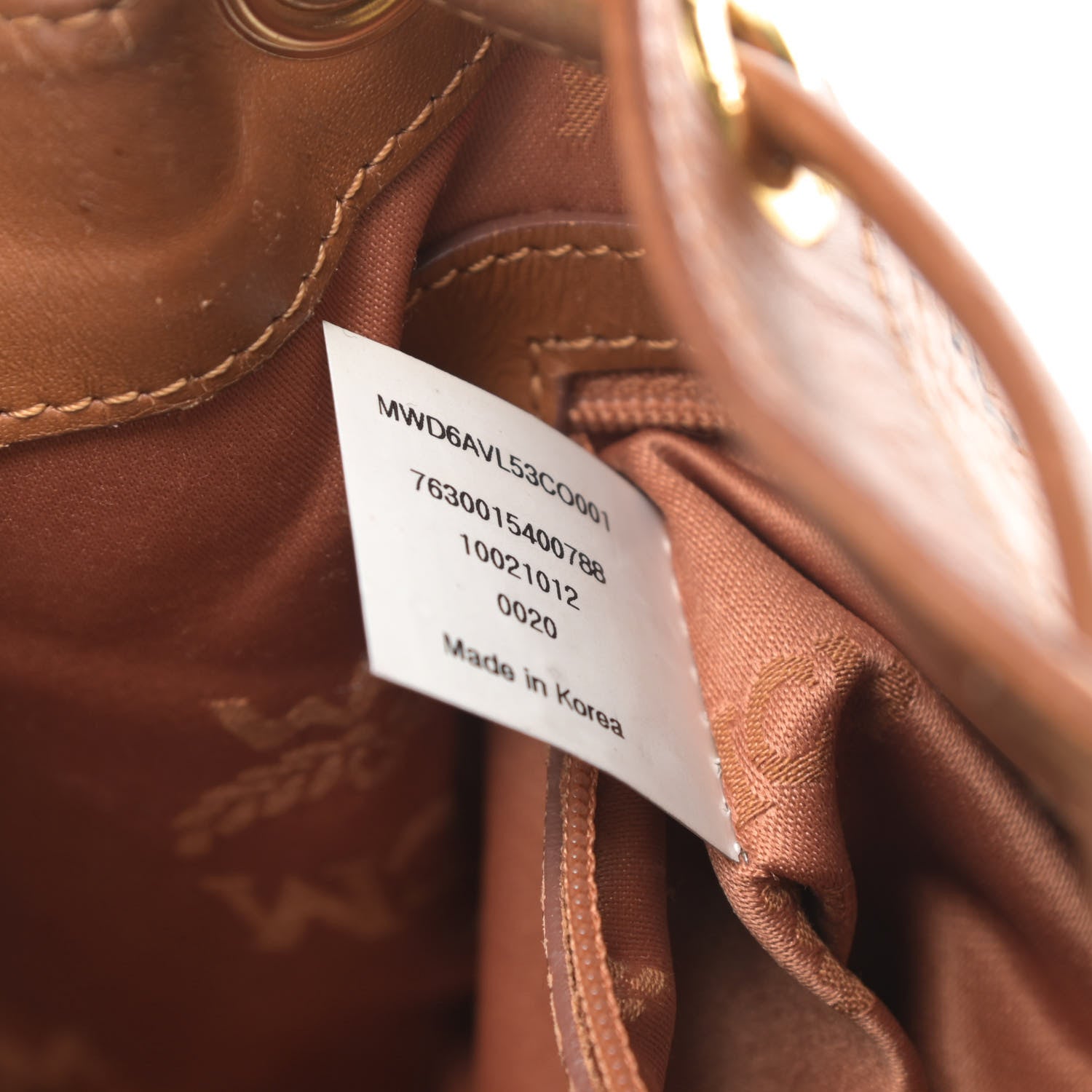 MCM Visetos Essential Drawstring Bucket Bag Cognac 7 of 17