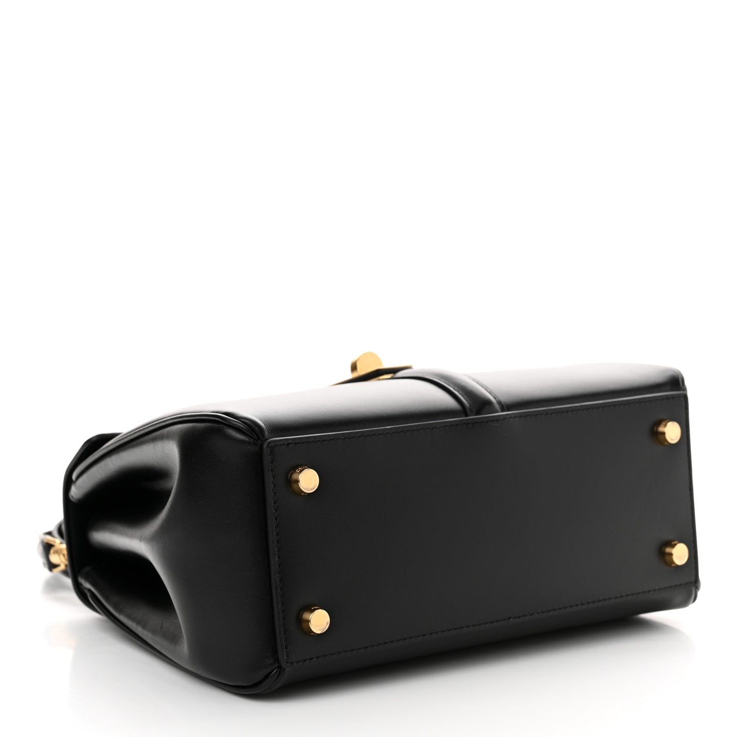 Satinated Calfskin Small 16 Top Handle Bag Black