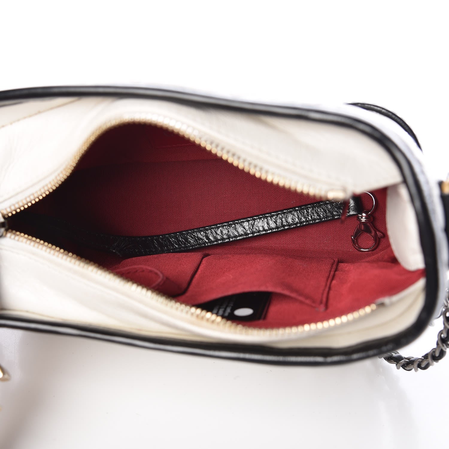 Chanel Aged Calfskin Quilted Small Gabrielle Hobo Black White 8 of 11