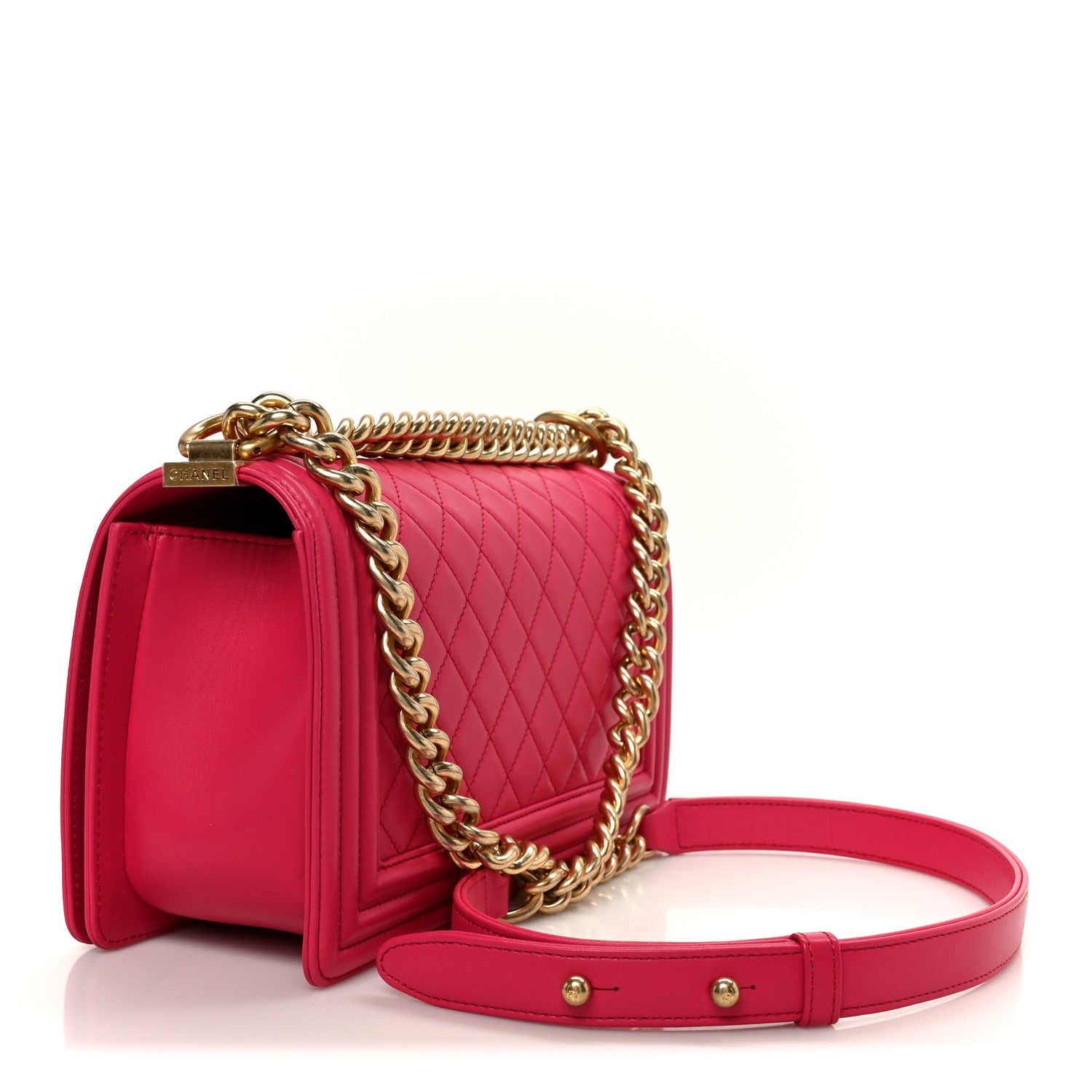 Chanel Lambskin Quilted Medium Boy Flap Fuchsia 3 of 10