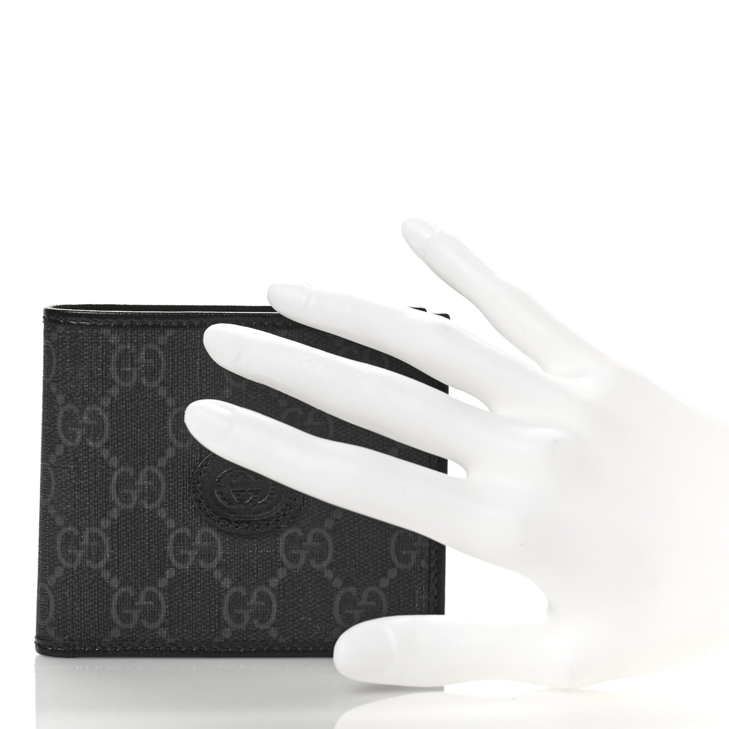 GG Supreme Monogram Azalea Calfskin Retro Interlocking G Bi-Fold Wallet Black