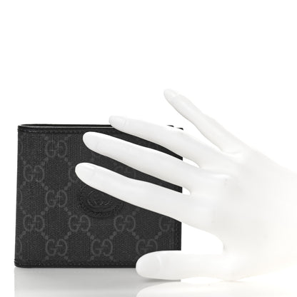 Gucci GG Supreme Monogram Azalea Calfskin Retro Interlocking G Bi-Fold Wallet Black 2 of 8