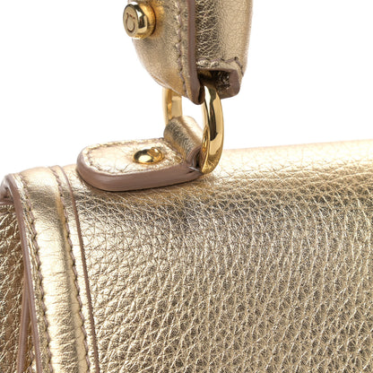 Salvatore Ferragamo Metallic Grained Calfskin Sofia Satchel Gold 10 of 11