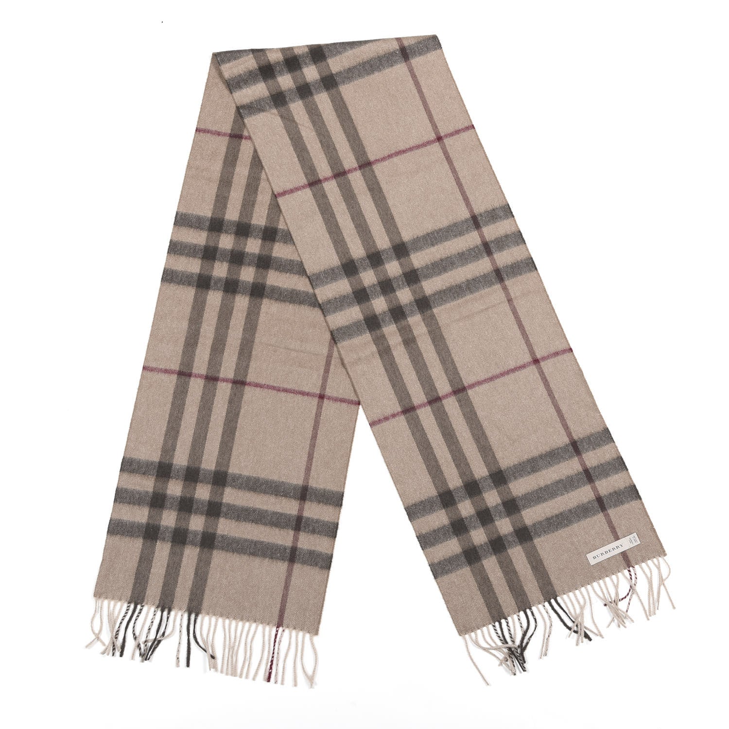 Burberry Cashmere Giant Check Fringe Scarf Smoke 2 of 4