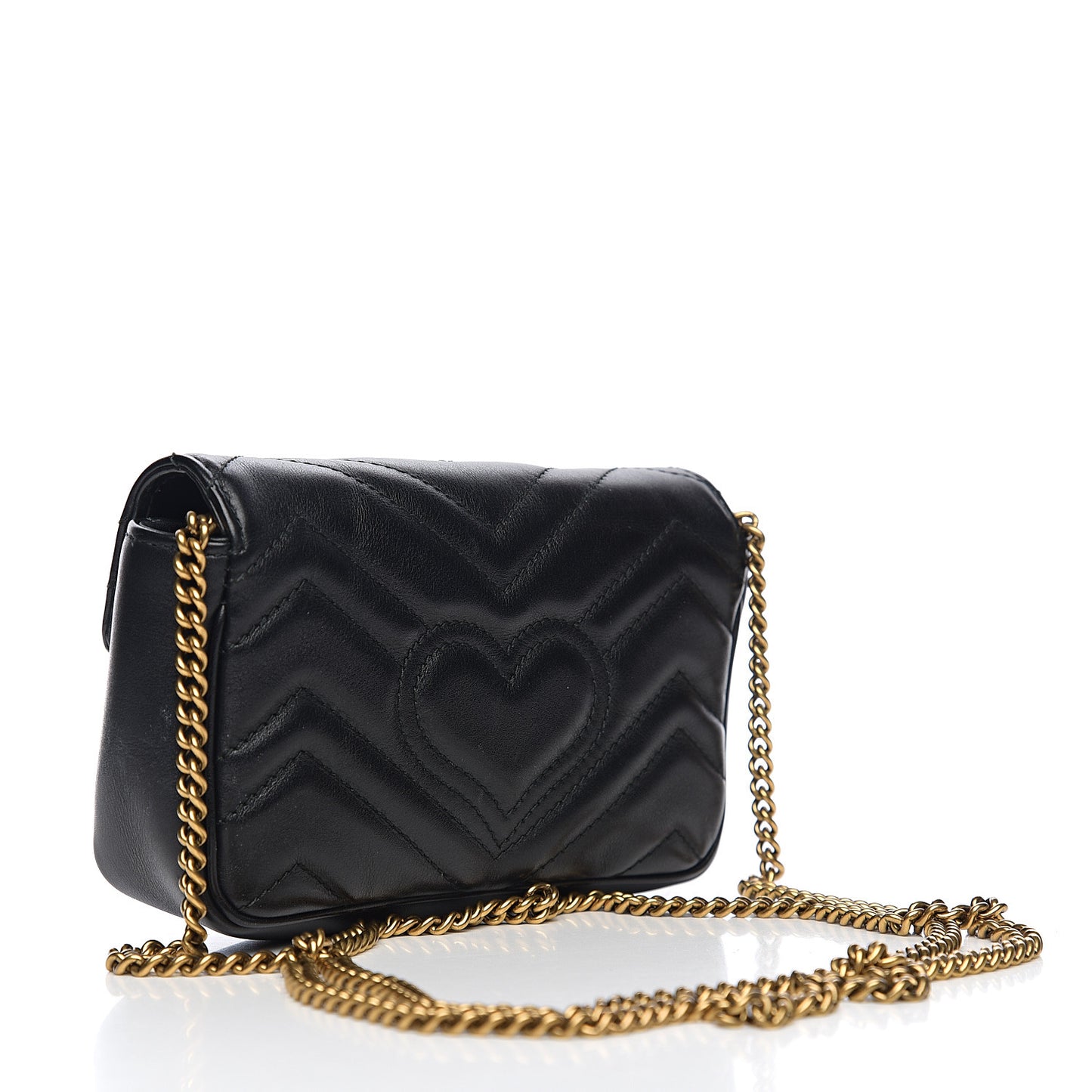 Calfskin Matelasse Super Mini GG Marmont Shoulder Bag Black