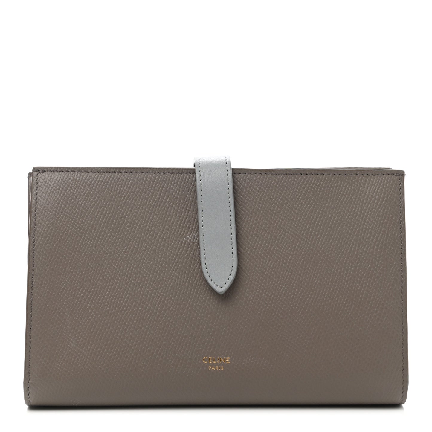 Grained Calfskin Large Multifunction Strap Wallet Pebble Mineral
