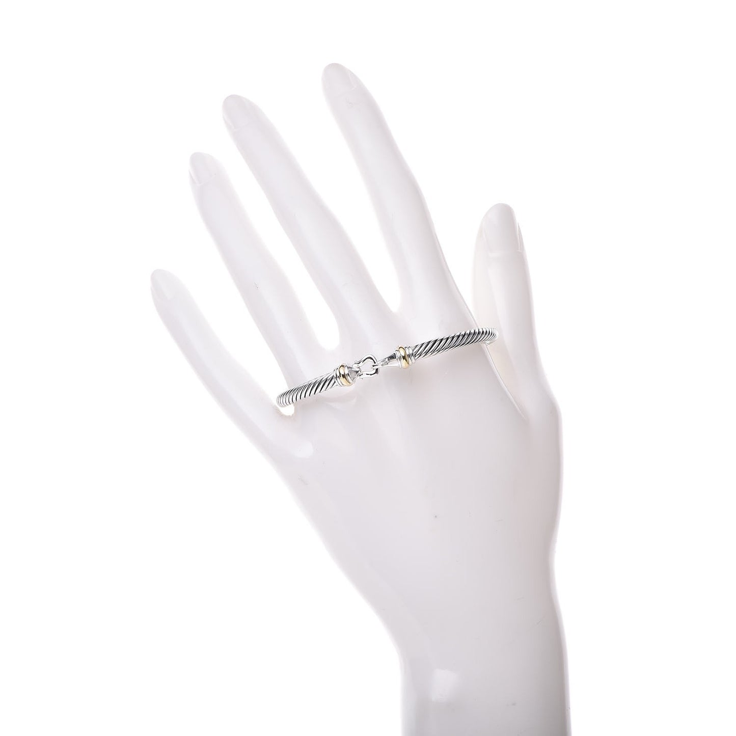 Sterling Silver 18K Yellow Gold 4mm Cable Buckle Bracelet