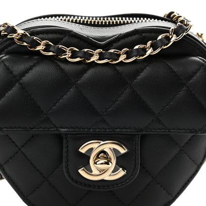 Chanel Lambskin Quilted CC In Love Heart Clutch With Chain Black 8 of 11
