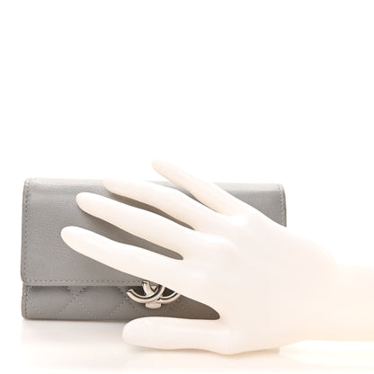 Chanel Grained Calfskin Quilted CC Box Flap Wallet Grey 2 of 9