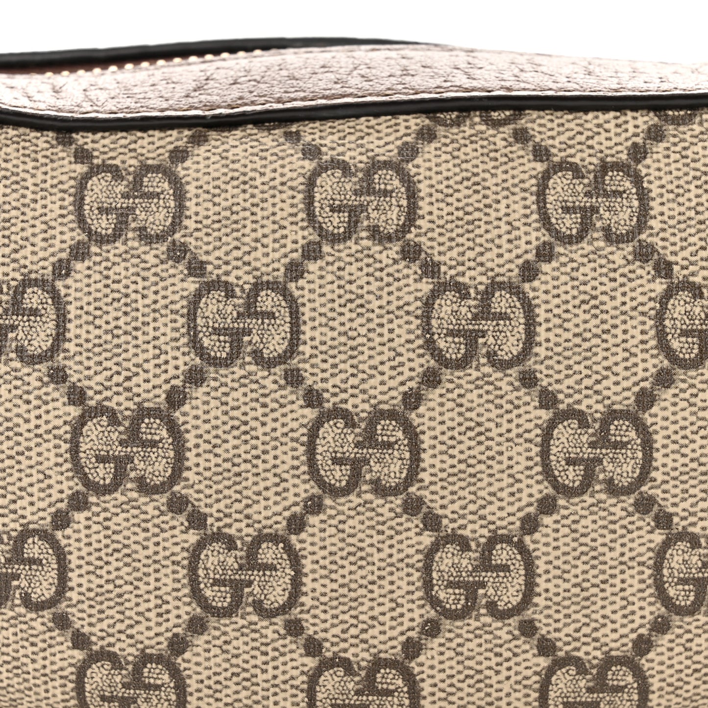 GG Supreme Monogram Textured Calfskin Web Mini Ophidia Half Moon Hobo Beige Ebony New Acero