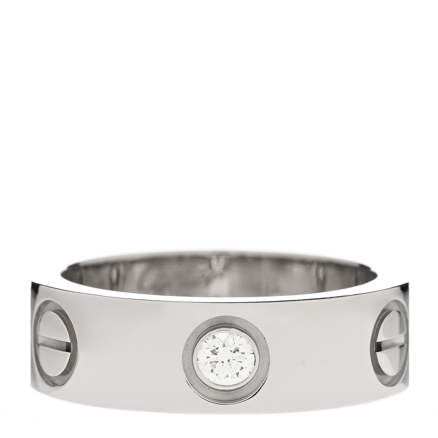 Cartier 18K White Gold 3 Diamond 5.5mm LOVE Ring 48 4.5 1 of 5