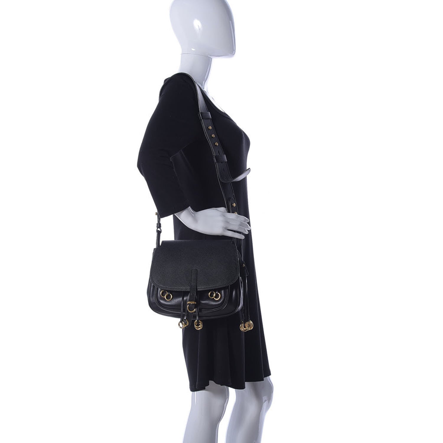 Prada Saffiano Cuir Calf Corsaire Bag Black 2 of 8