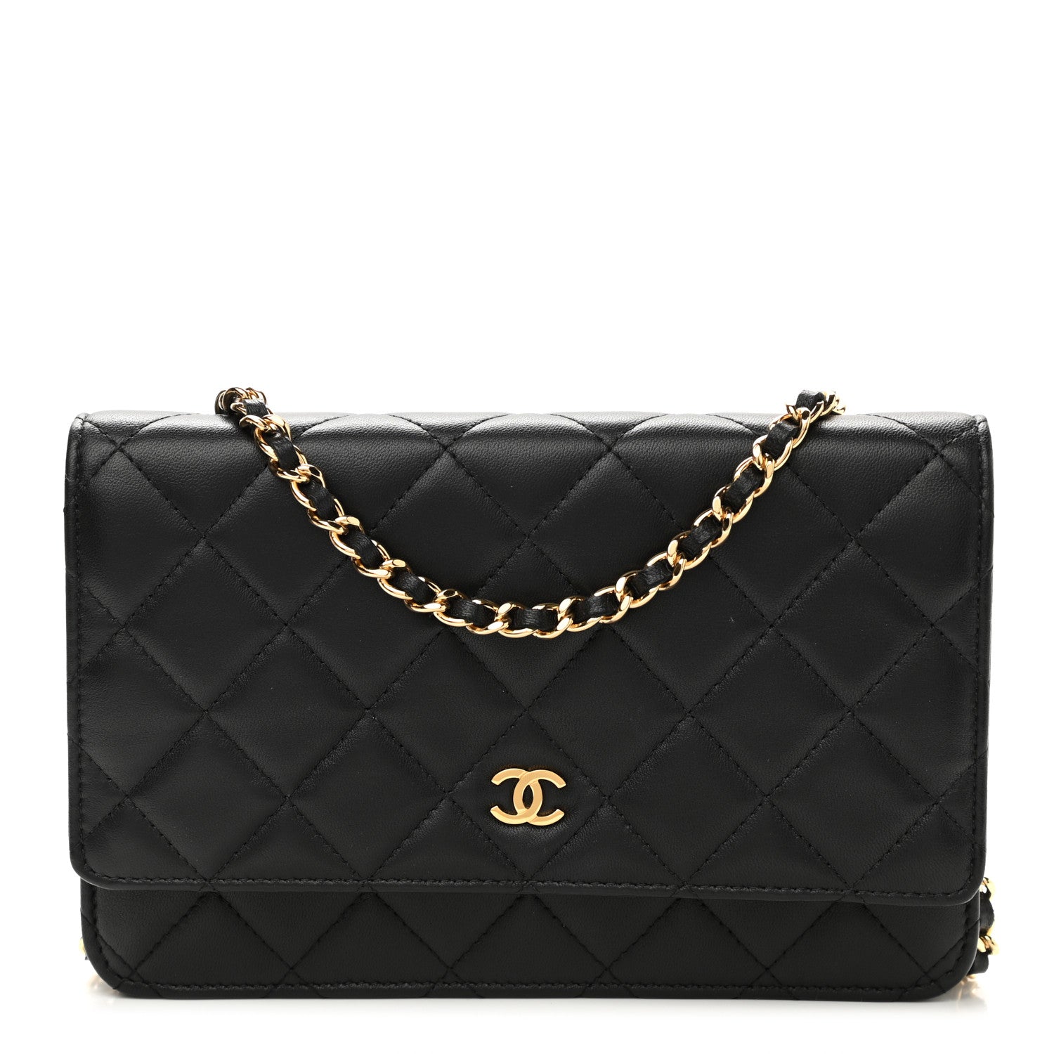 Chanel Lambskin Quilted Wallet On Chain WOC Black 1 of 13