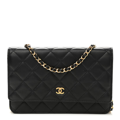 Chanel Lambskin Quilted Wallet On Chain WOC Black 1 of 13