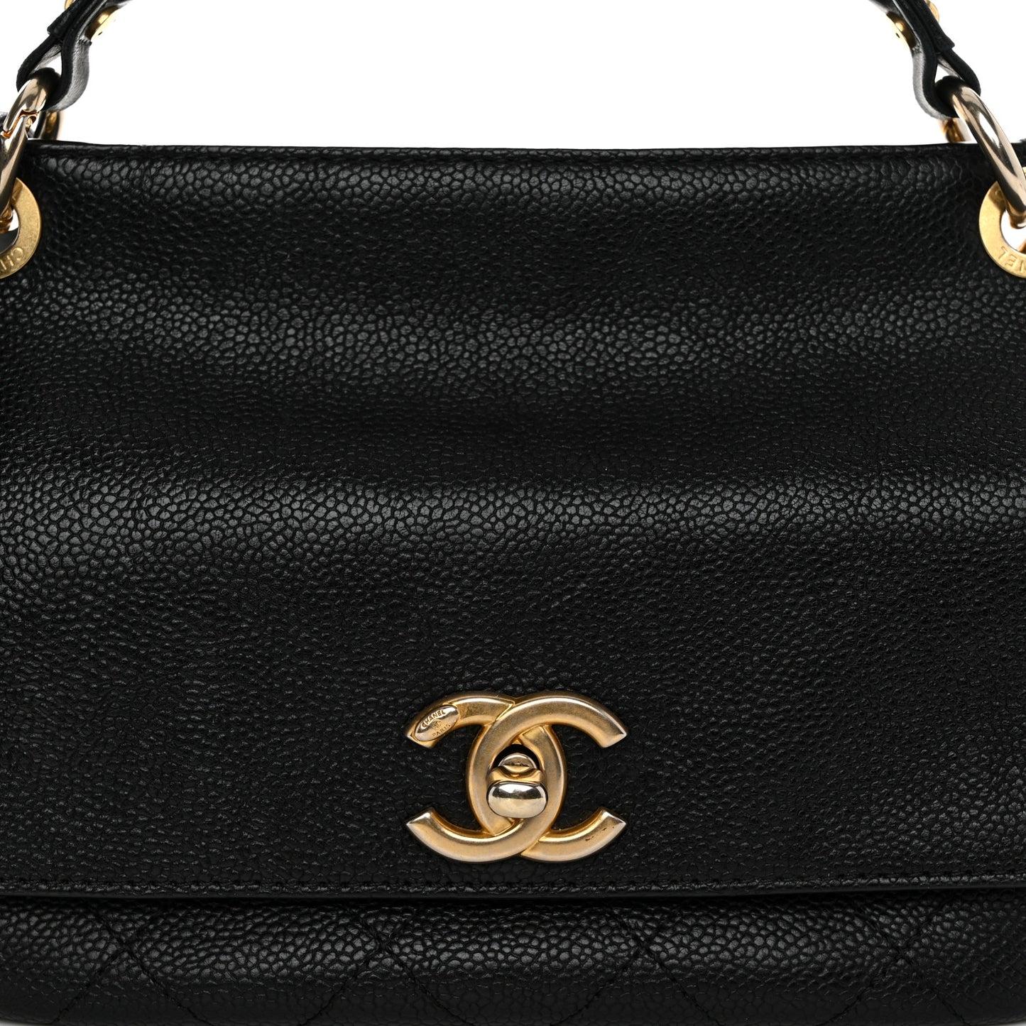 Caviar Quilted Mini Top Handle Flap Black