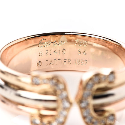 Cartier 18K Pink Yellow White Gold Diamond C De Ring 54 6.75 4 of 4