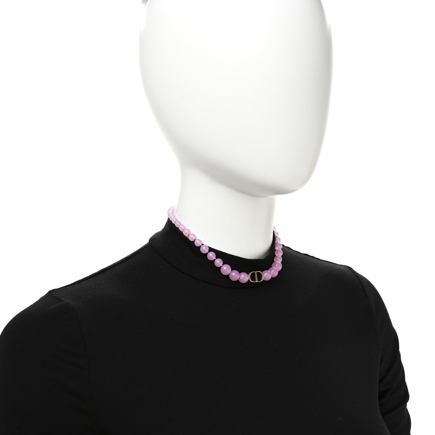 Metal Resin Bead 30 Montaigne Choker Necklace Pink Gold