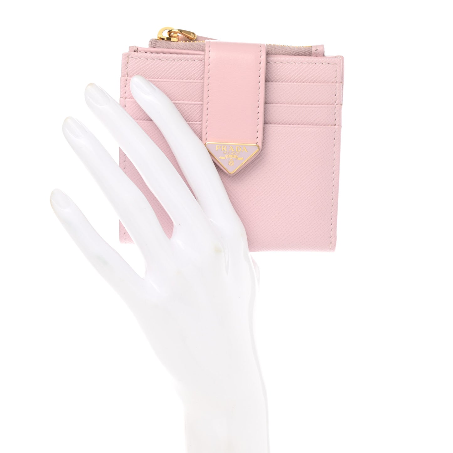 Saffiano Smooth Calfskin Tab Card Holder Compact Wallet Cipria