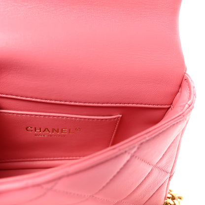 Chanel Lambskin Enamel Quilted Pending CC Mini Square Flap Pink 6 of 10
