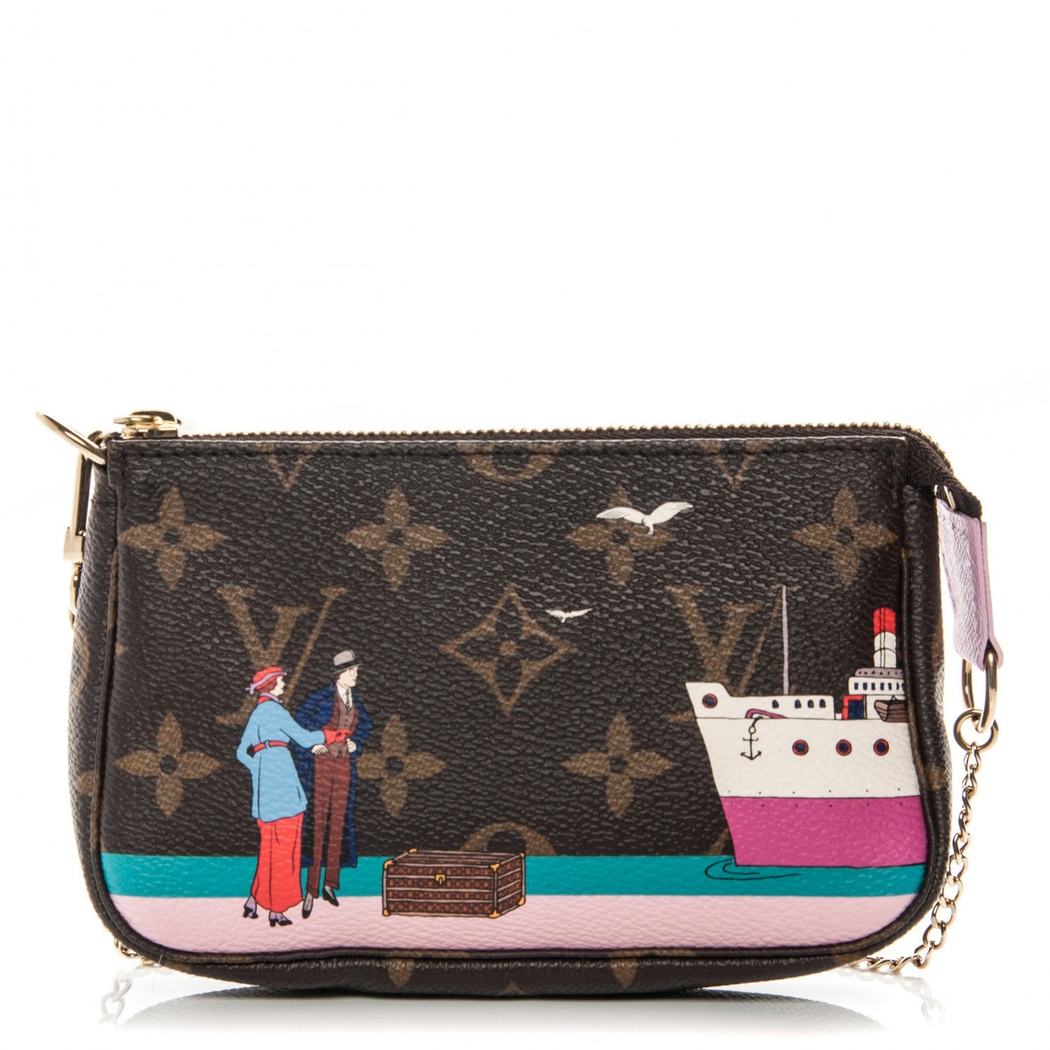 Louis Vuitton Monogram 2016 Christmas Animation Mini Pochette Accessories Rose Ballerine 1 of 7
