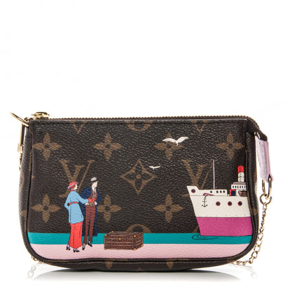 Louis Vuitton Monogram 2016 Christmas Animation Mini Pochette Accessories Rose Ballerine 1 of 7