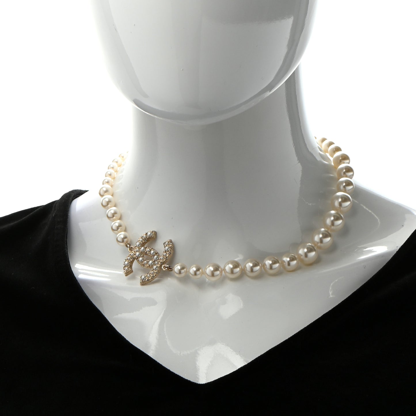 Pearl CC 100th Anniversary Necklace Light Gold