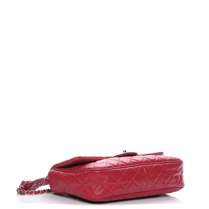 Chanel Lambskin Perforated Jumbo Punch Flap Red 5 of 8