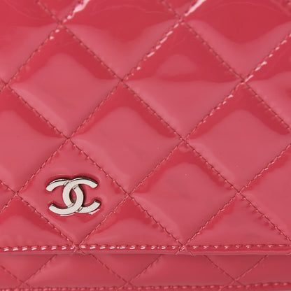 Chanel Patent Quilted Wallet On Chain WOC Fuchsia 12 of 14