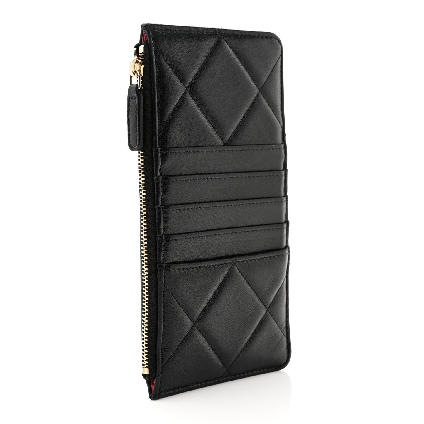 Lambskin Quilted Chanel 19 Phone and Card Holder Black