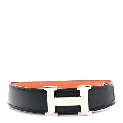Hermes Box Togo 24mm Mini H Belt 90 36 Black Orange 1 of 4