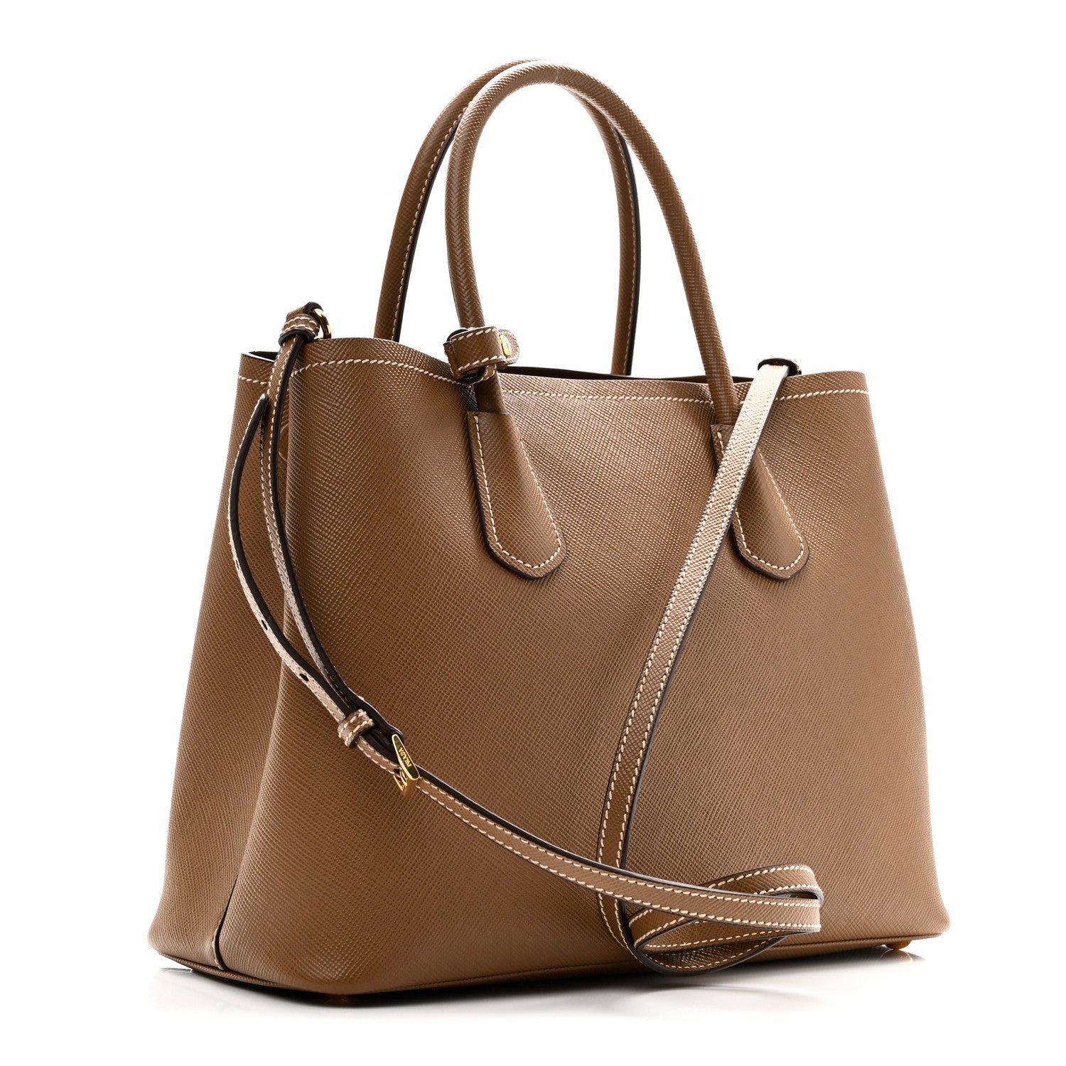 Prada Saffiano Cuir Medium Double Bag Cannella Cocco 3 of 9