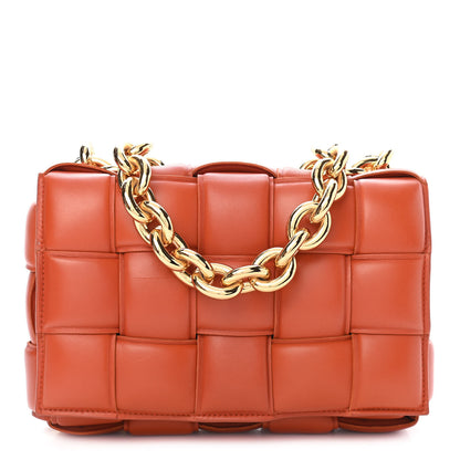 Bottega Veneta Lambskin Maxi Intreccio Padded Chain Cassette Crossbody Bag Maple 1 of 7
