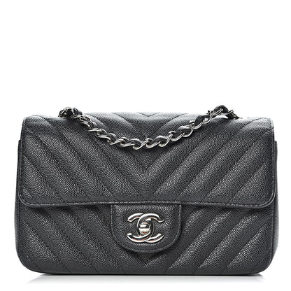 Chanel Caviar Chevron Quilted Mini Rectangular Flap Black 1 of 11