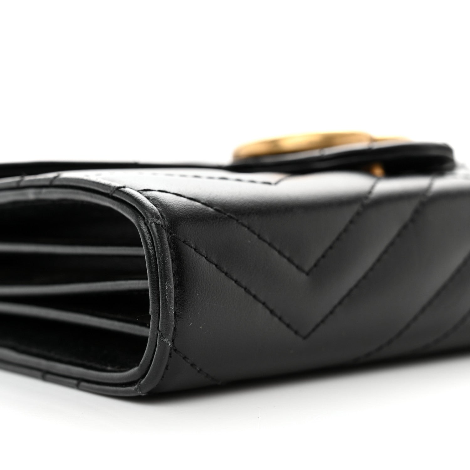 Gucci Calfskin Matelasse GG Marmont Chain Wallet Black 9 of 11