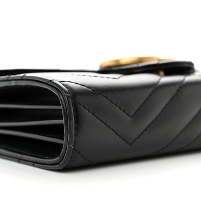 Gucci Calfskin Matelasse GG Marmont Chain Wallet Black 9 of 11