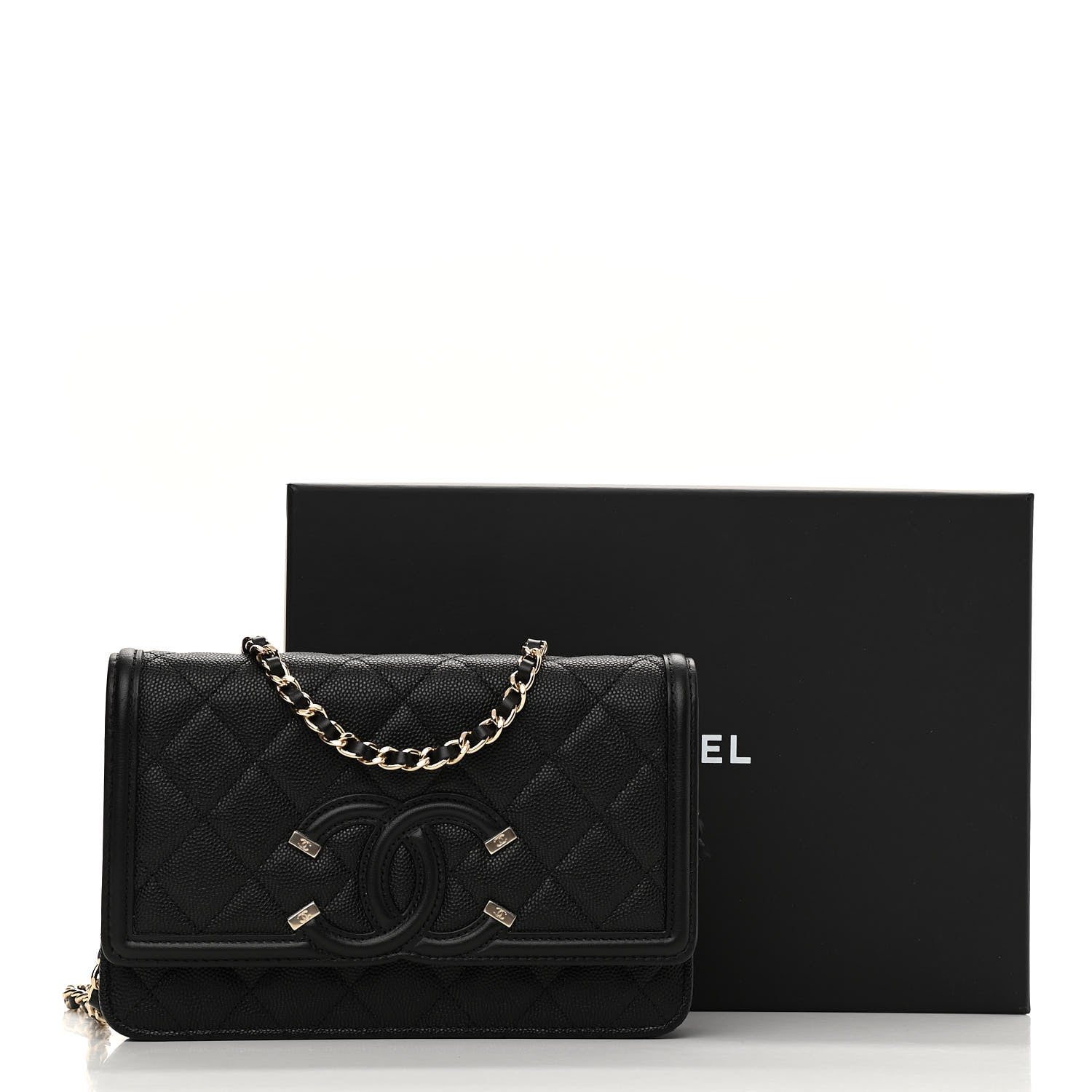 Chanel Caviar Quilted CC Filigree Wallet On Chain WOC Black 12 of 12
