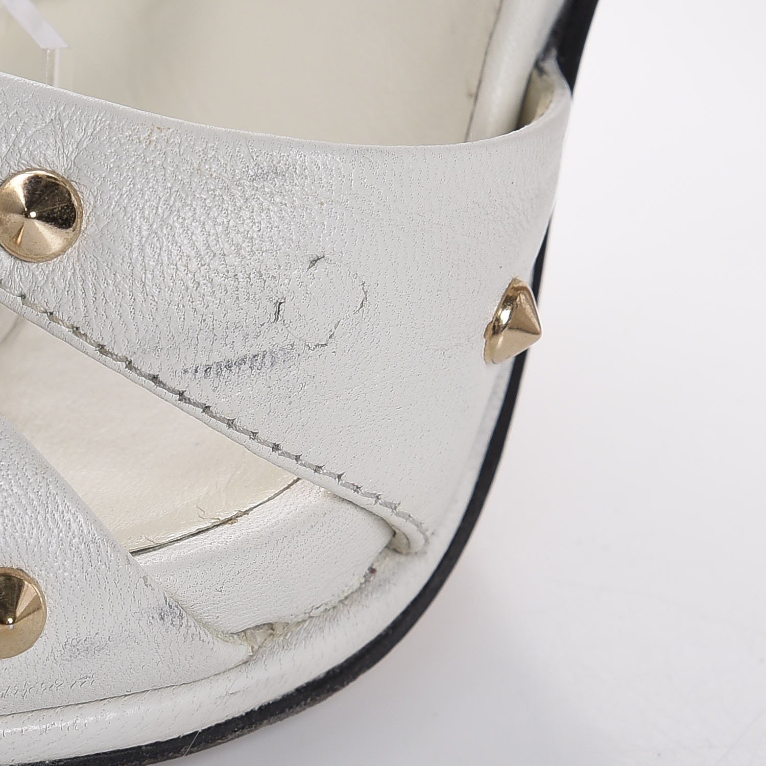 Gucci Calfskin Studded Jacquelyne T-Strap Sandals White 7 of 12