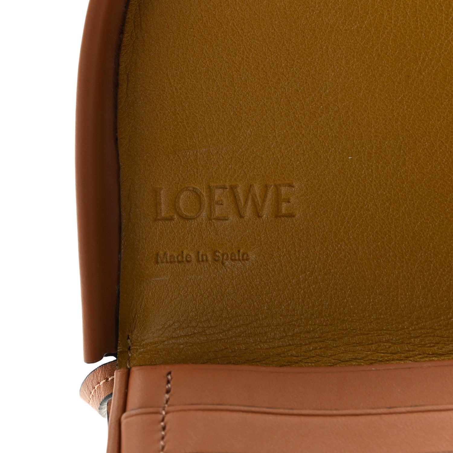 Loewe Buffed Calfskin Logo Embossed Small Heel Pouch Tan 13 of 15