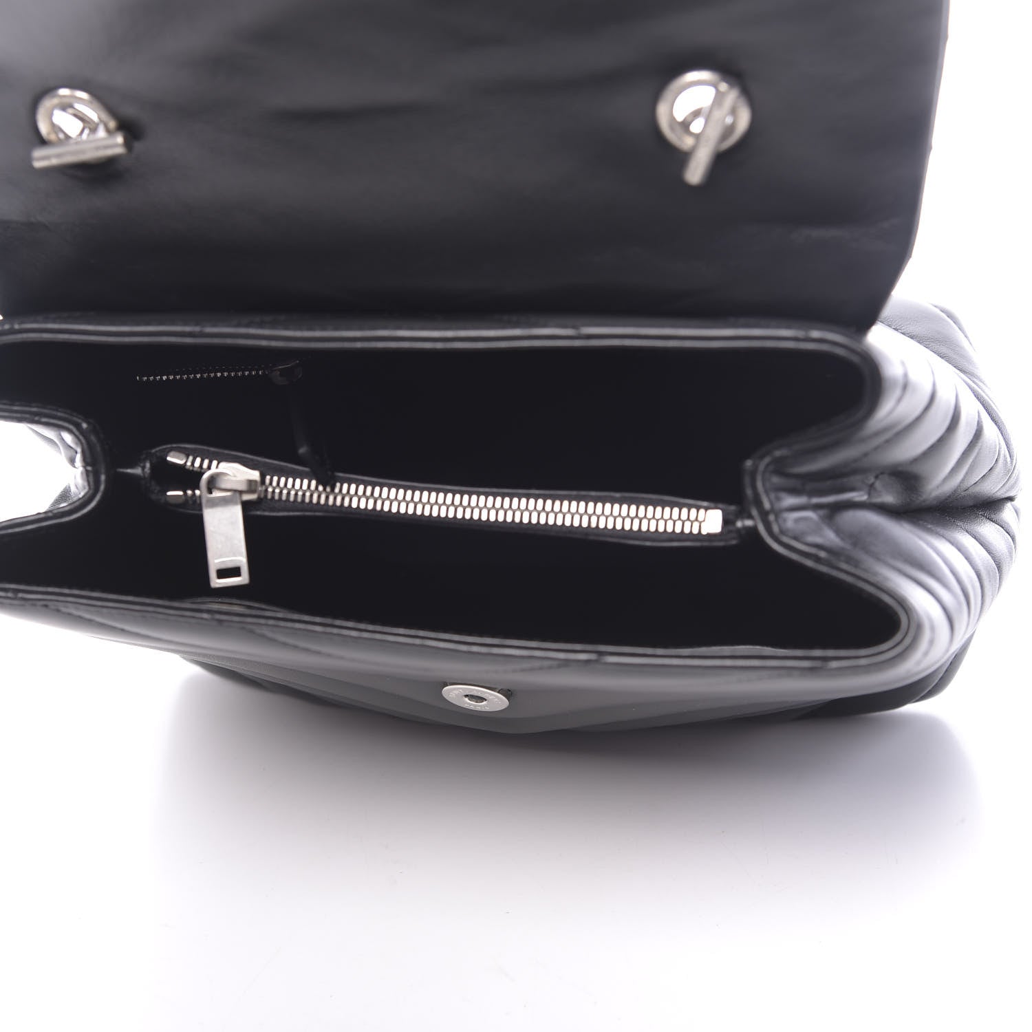 Saint Laurent Calfskin Y Quilted Monogram Medium Loulou Satchel Black 5 of 9