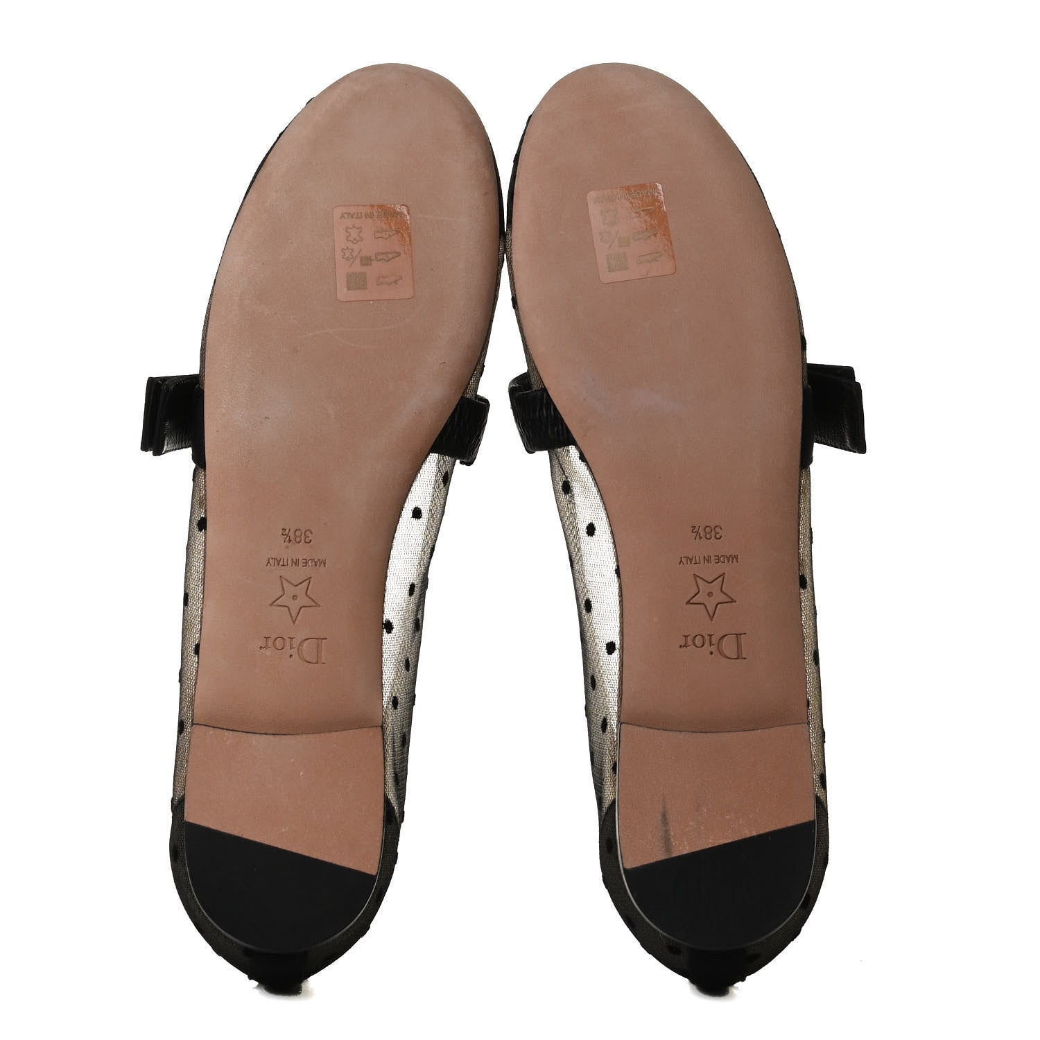 Christian Dior Swiss Tulle Dotted Miss J'Adior Ballet Pumps 38.5 Black Nude 7 of 11