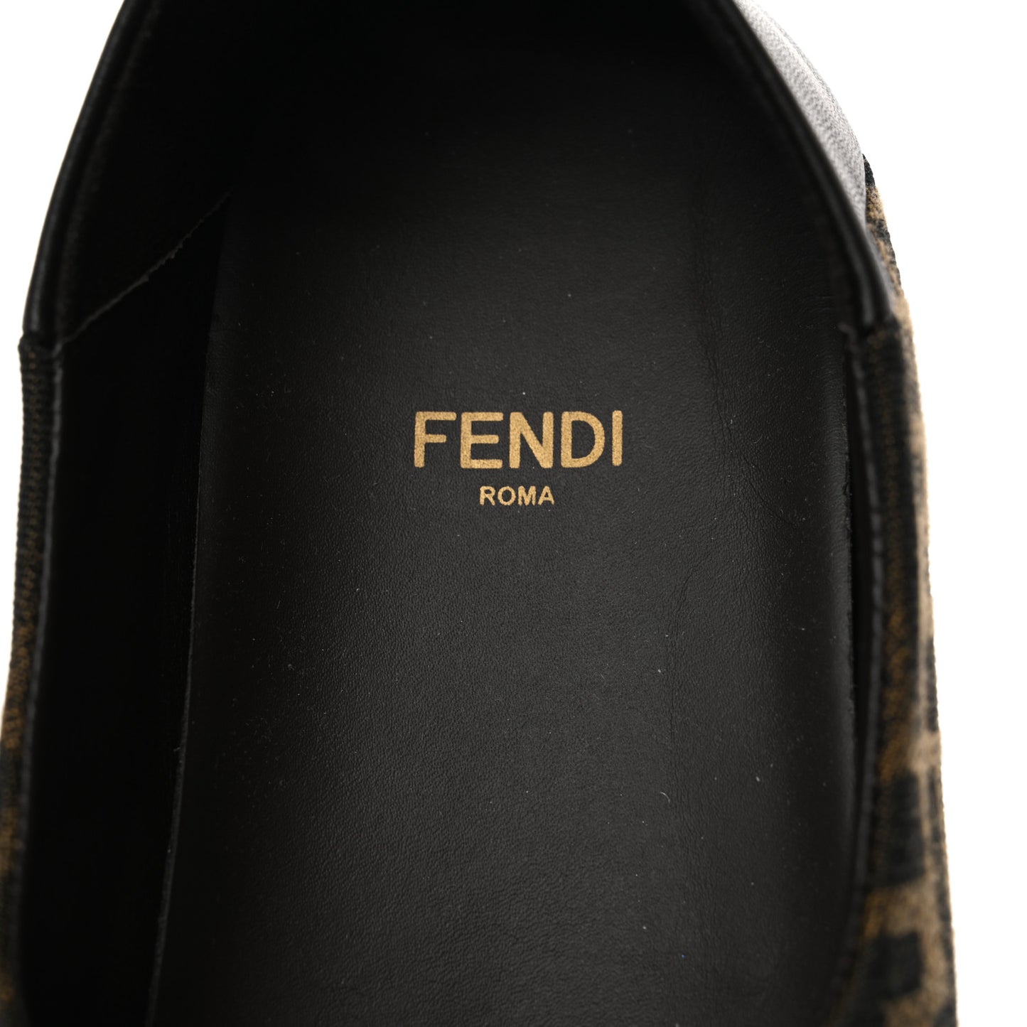 Fabric Jacquard Nappa FF Slippers 39 Tobacco Moro Black