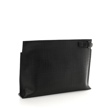 Loewe Calfskin Linen Embossed Large T Pouch Black 3 of 7