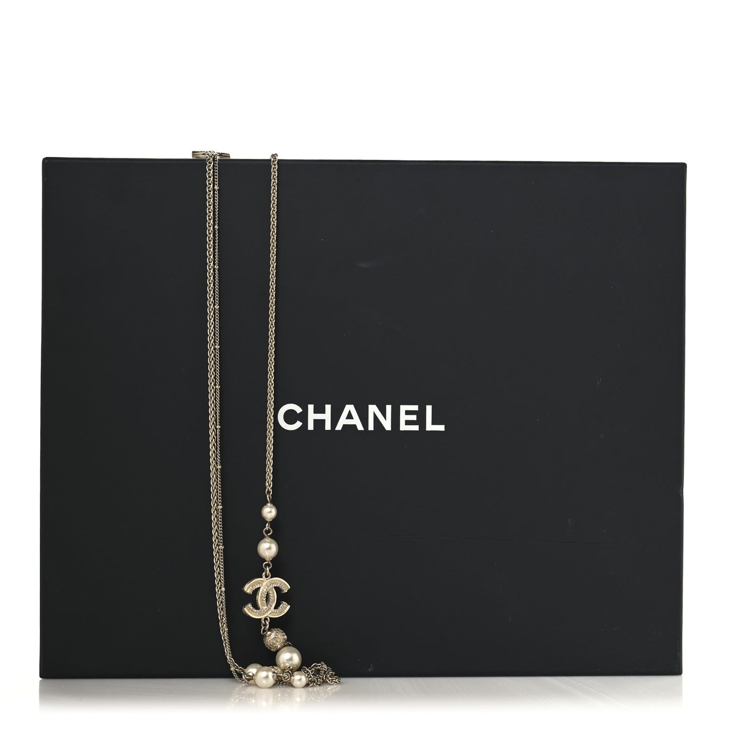 Pearl Crystal CC Necklace Gold