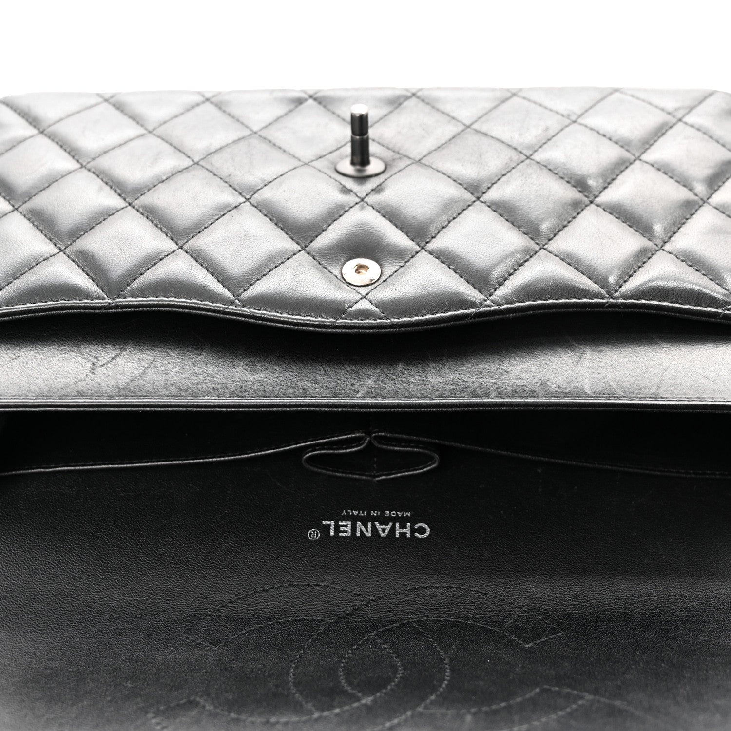Chanel Lambskin Quilted Jumbo Double Flap So Black 12 of 14