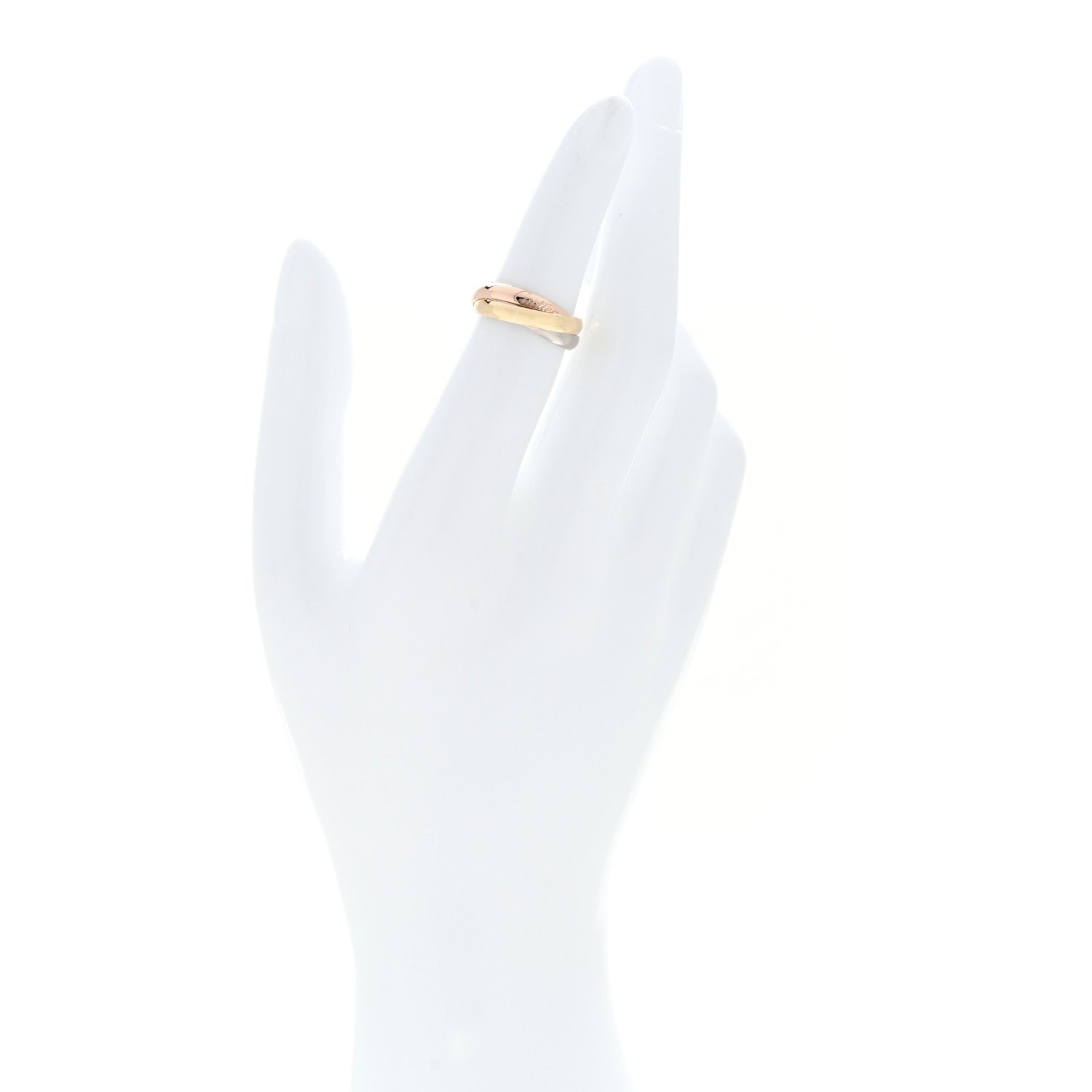 Cartier 18K Pink Yellow White Gold Small Trinity Ring 48 4.5 2 of 5